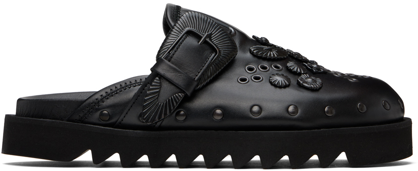 SSENSE Exclusive Black Eyelet Metal Sabot Loafers