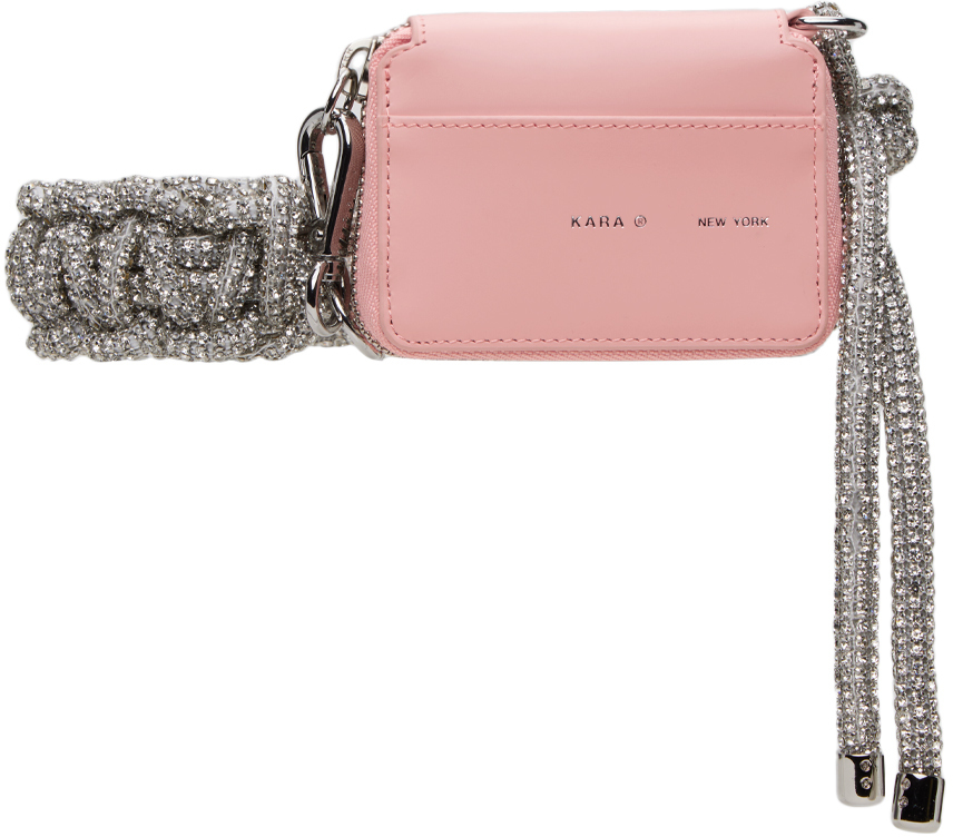 Kara Pink Crystal Phone Cord Bike Wallet In Blush