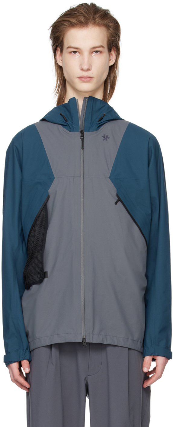 Shop Goldwin Navy & Gray Mountaineering Jacket In Focus Gray Navy Blue