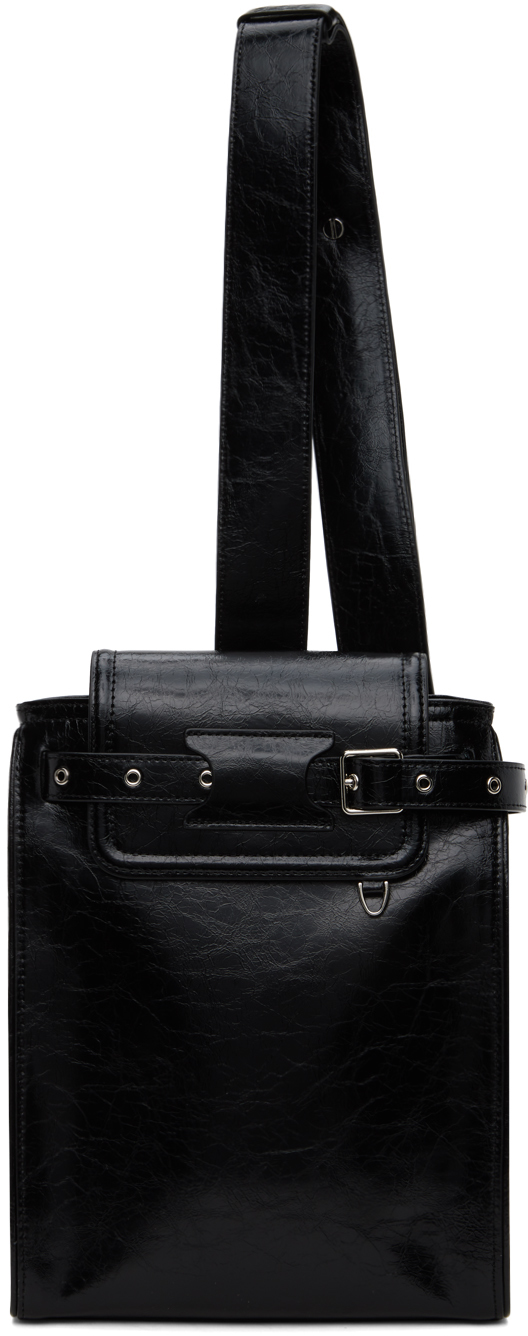 Shop System Black Leather Backpack In Bk Black