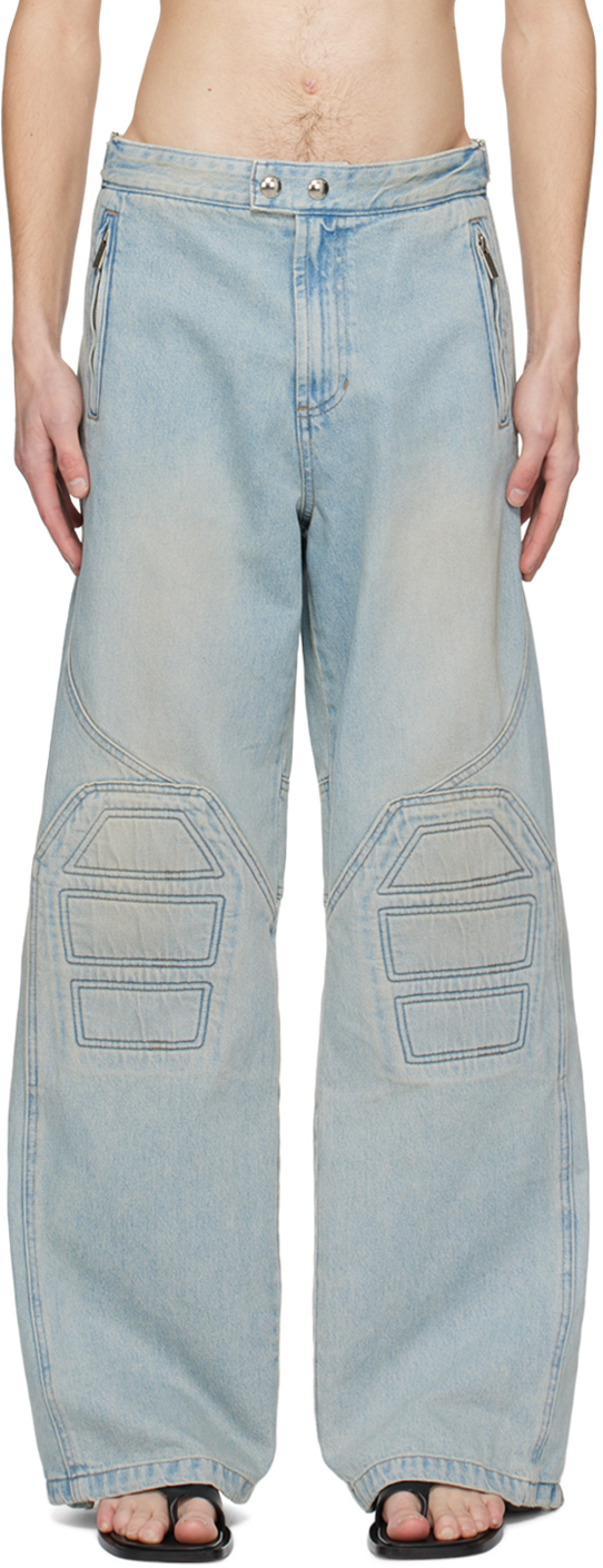 System Blue Motorcycle Jeans In Mb Smoke Blue