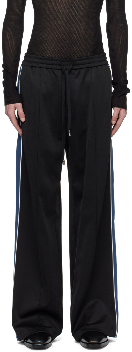System Black Piping Track Pants In Bk Black