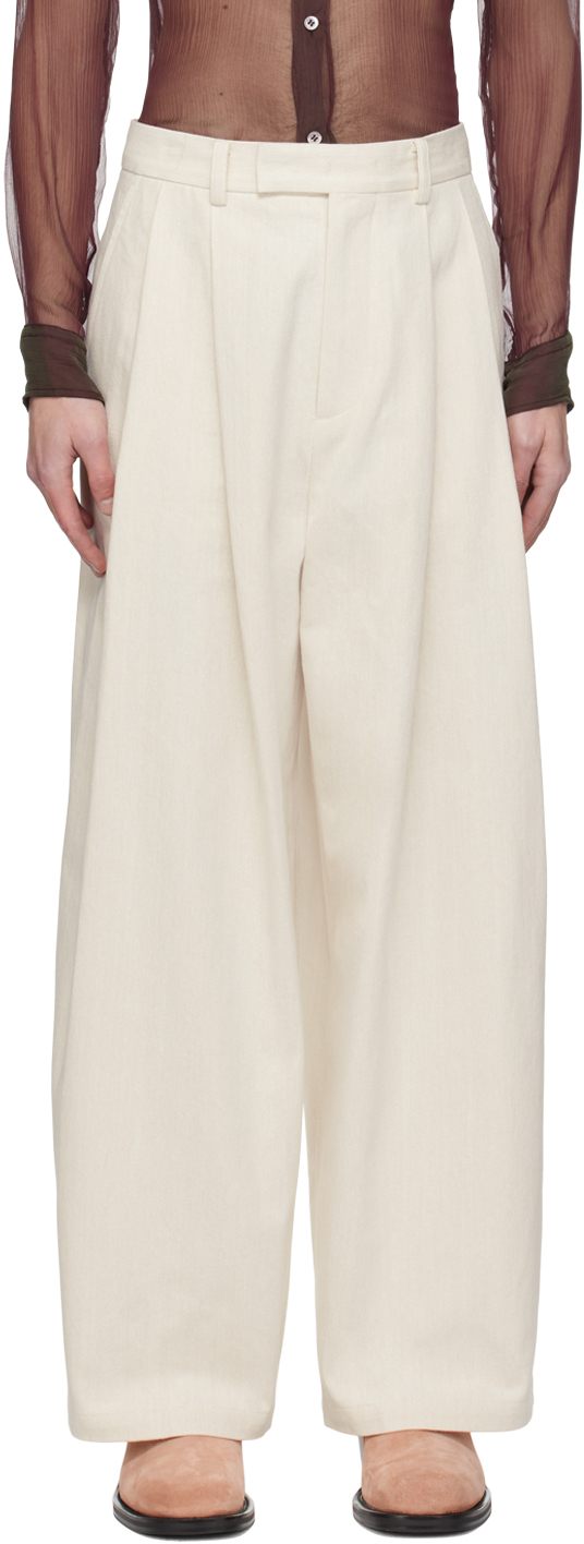 System Off-white Two Tuck Trousers In Ot Otmeal