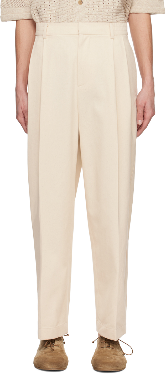 Le17septembre Off-white Pleated Trousers In Ivory