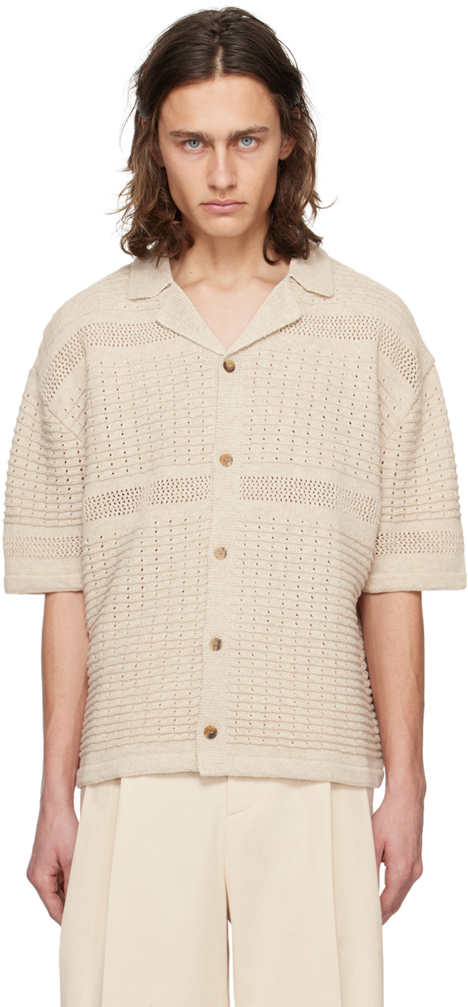 Le17septembre Beige Pointelle Shirt In Ivory
