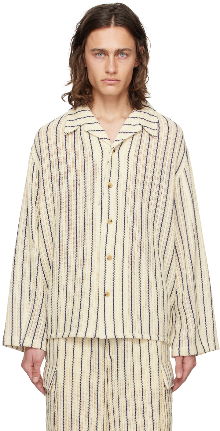 Le17septembre Off-white Striped Shirt In Blue
