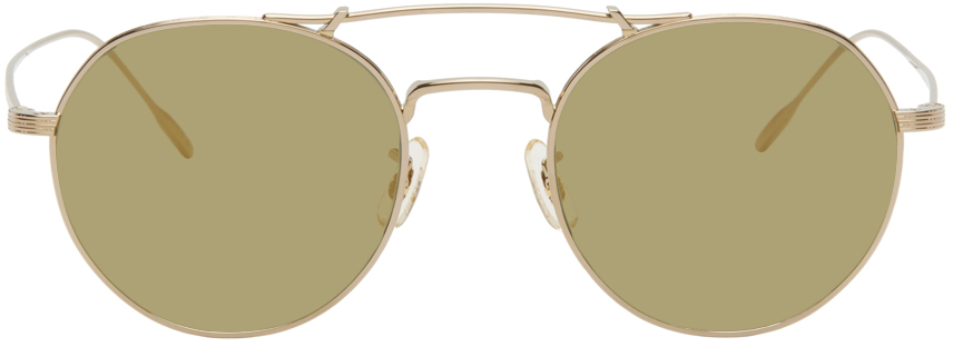 Oliver Peoples Gold Reymont Sunglasses In Brown