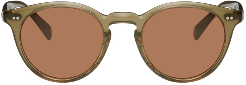 Oliver Peoples Khaki Romare Sun Sunglasses In Persimmon Mirror