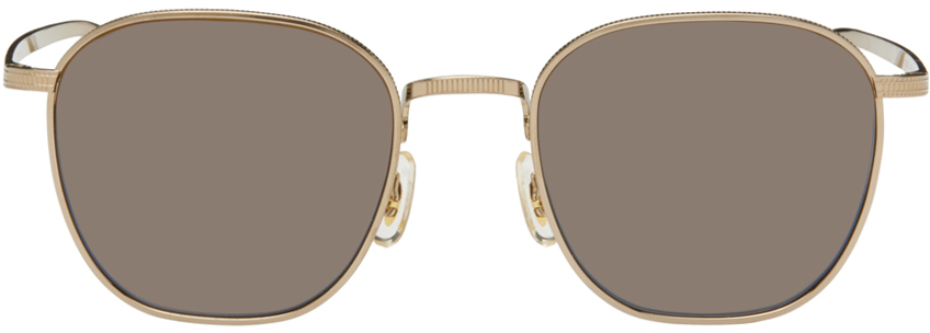 Oliver Peoples Gold Rynn Sunglasses In Cognac Mirror