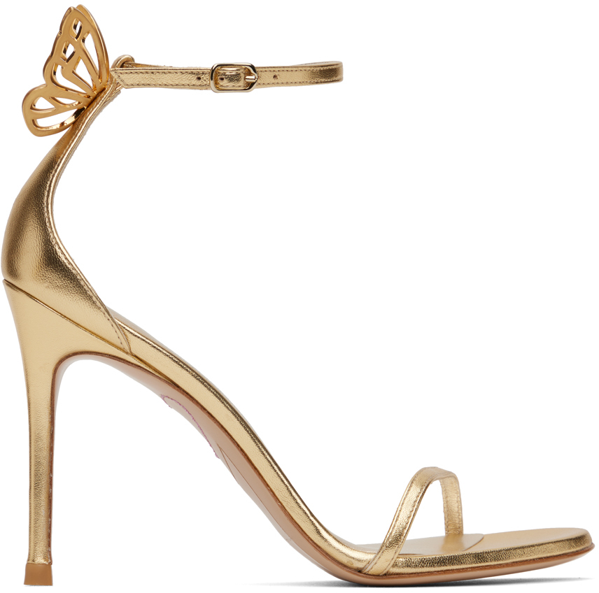 Shop Sophia Webster Gold Mariposa Heeled Sandals