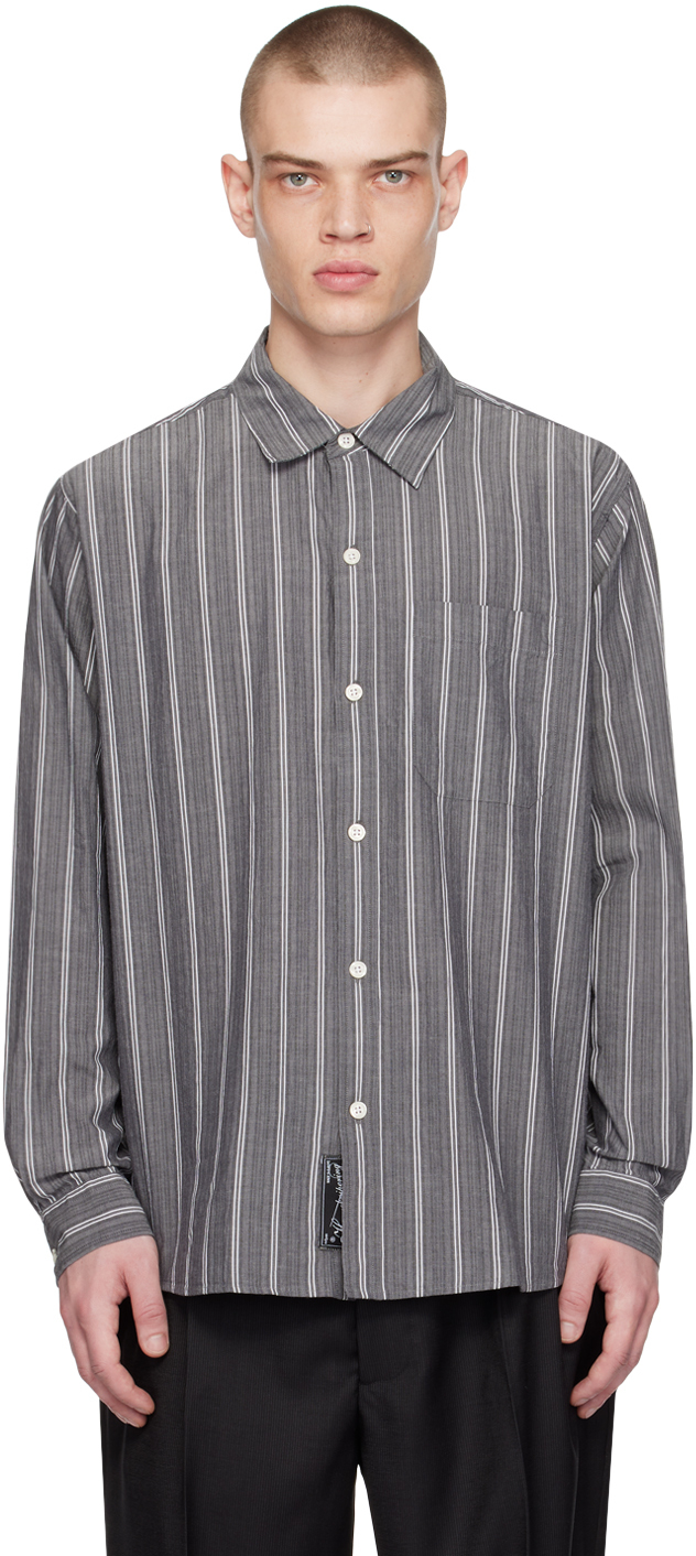 Mfpen Gray Distant Shirt In Grey Stripe
