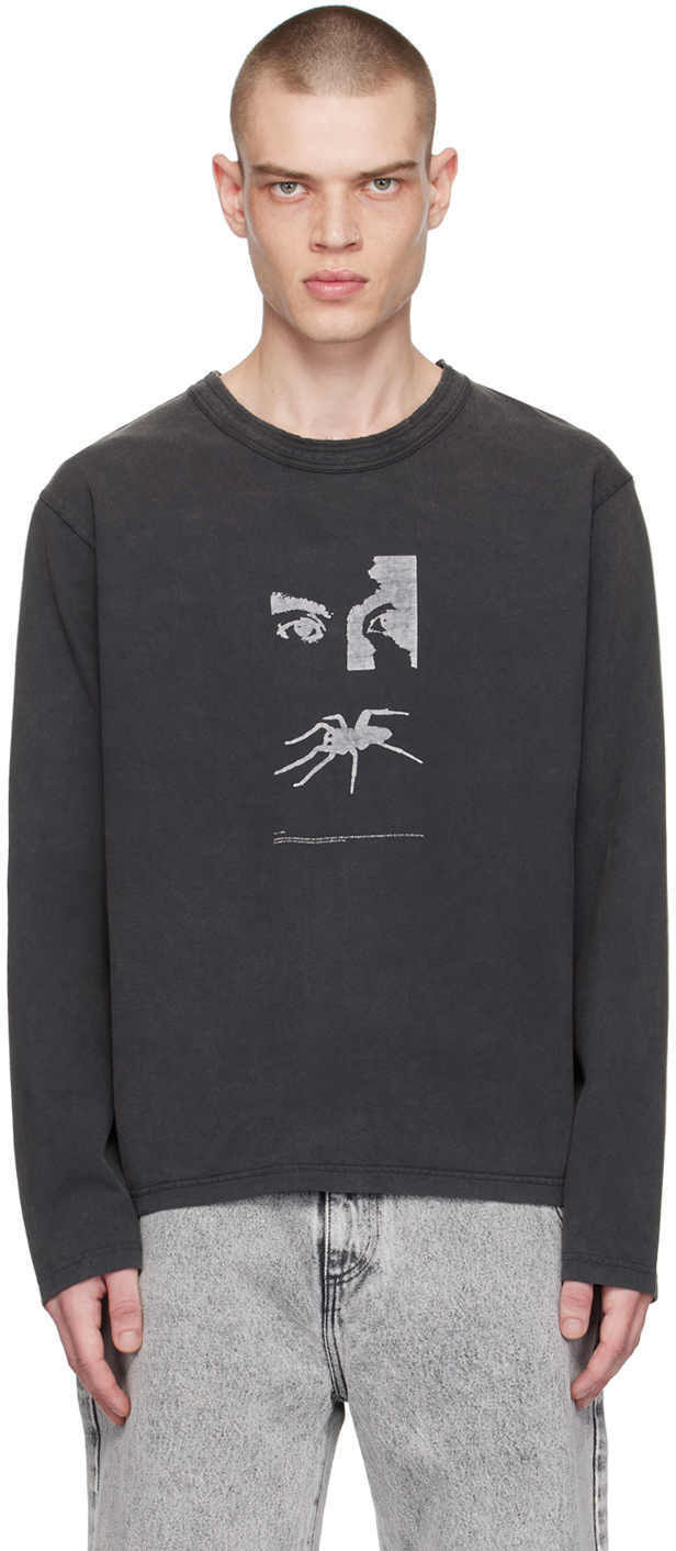 Mfpen Gray Meredith Long Sleeve T-shirt In Washed Graphite