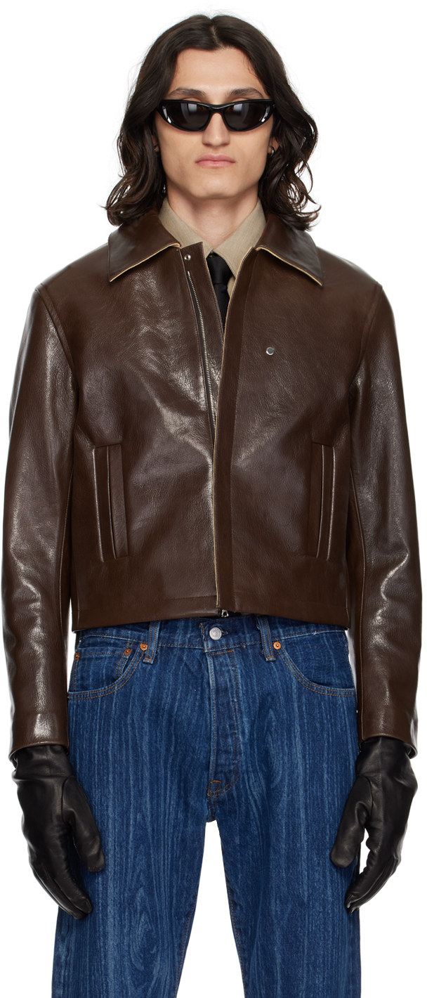 Brown 2-Way Pocket Leather Jacket