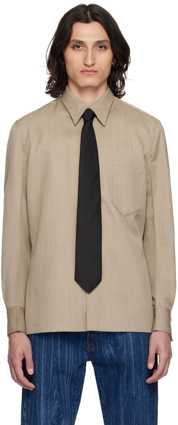 Karmuel Young Beige Curved Arm Shirt