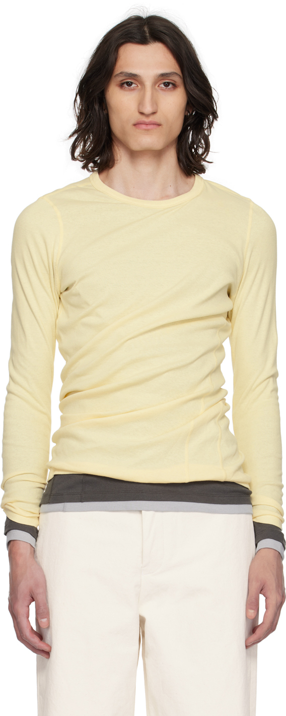 Karmuel Young Yellow Gathered Long Sleeve T-shirt