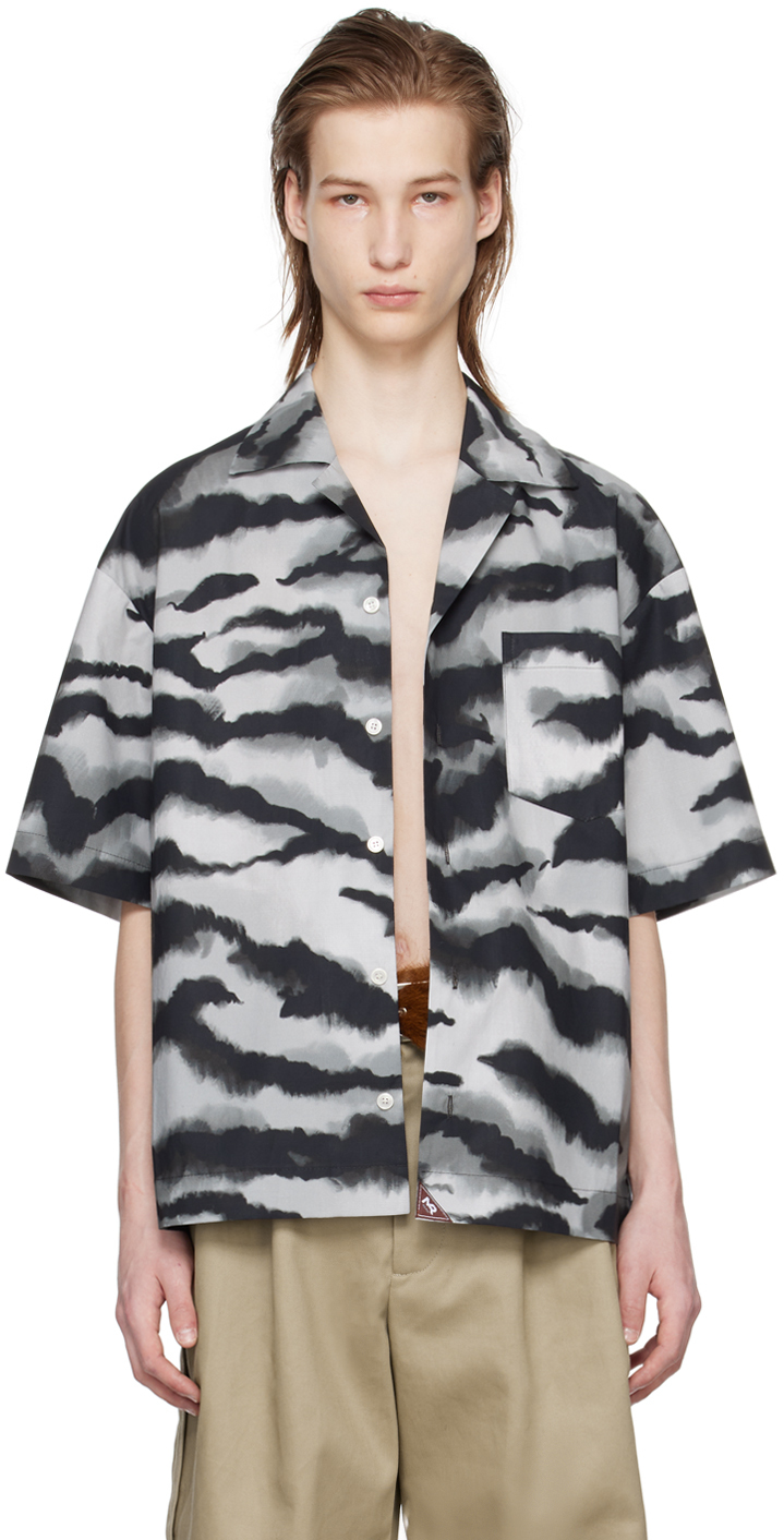 Shop Meryll Rogge Gray Printed Shirt In Tiger Grey