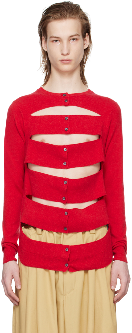 Red Cutout Cardigan by Meryll Rogge on Sale