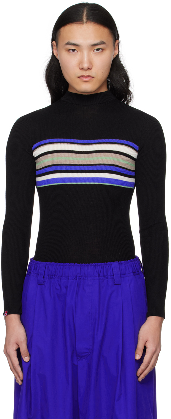 Shop Meryll Rogge Black Striped Sweater In Black Multi Stripe
