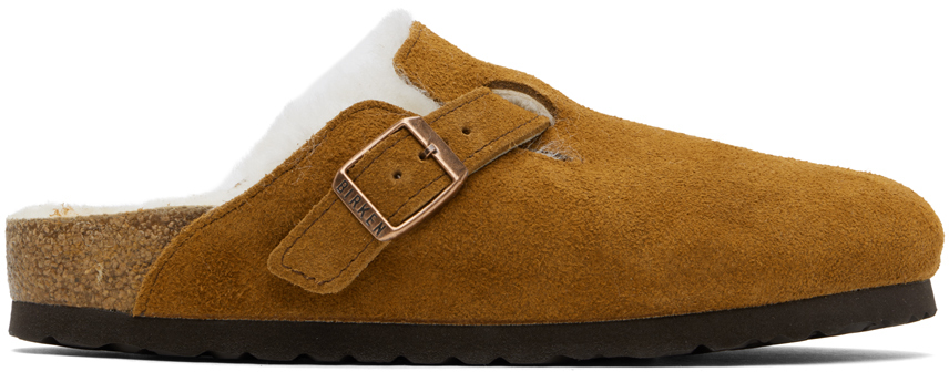 【関税込み】Birkenstock タン ナロー Boston クロッグ Birkenstock: タン ナロー Boston クロッグ | SSENSE 日本