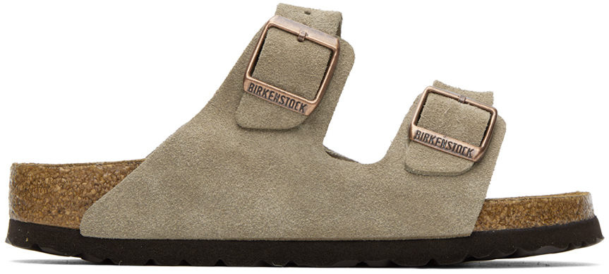 Birkenstock Taupe Narrow Arizona Soft Footbed Sandals