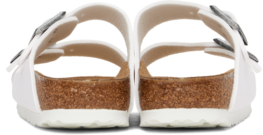 Birkenstock Arizona Bs Womens Leather Slip On Footbed Sandals In White
