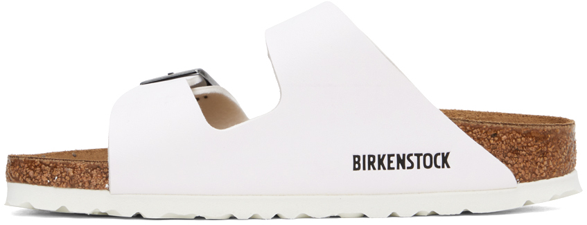 Birkenstock Arizona Bs Womens Leather Slip On Footbed Sandals In White