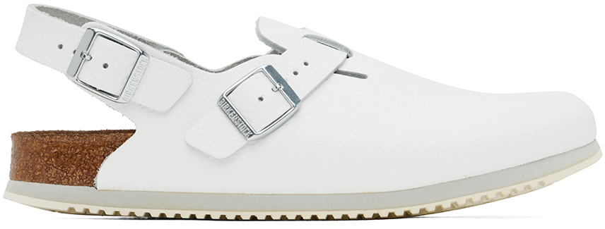 Shop Birkenstock White Narrow Tokio Super Grip Loafers In White Leather