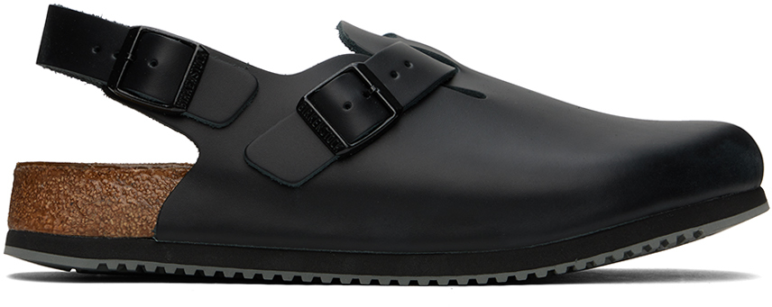 Shop Birkenstock Black Regular Tokio Super Grip Loafers In Black Leather