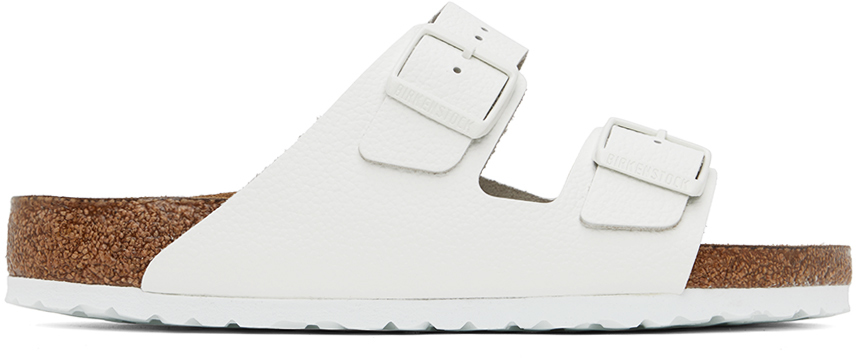 Shop Birkenstock White Regular Arizona Soft Footbed Sandals In White Leather