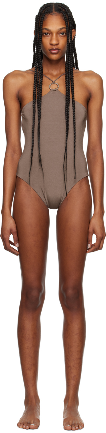 Shop Permare Brown Lina One-piece Swimsuit