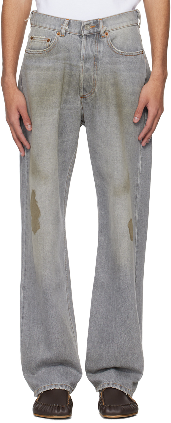 Jean baggy à bords effilochés homme - gris - 34R, gris