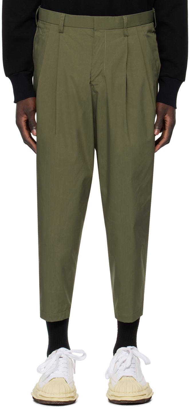 Shop Kolor Khaki Pleated Trousers In C-olive