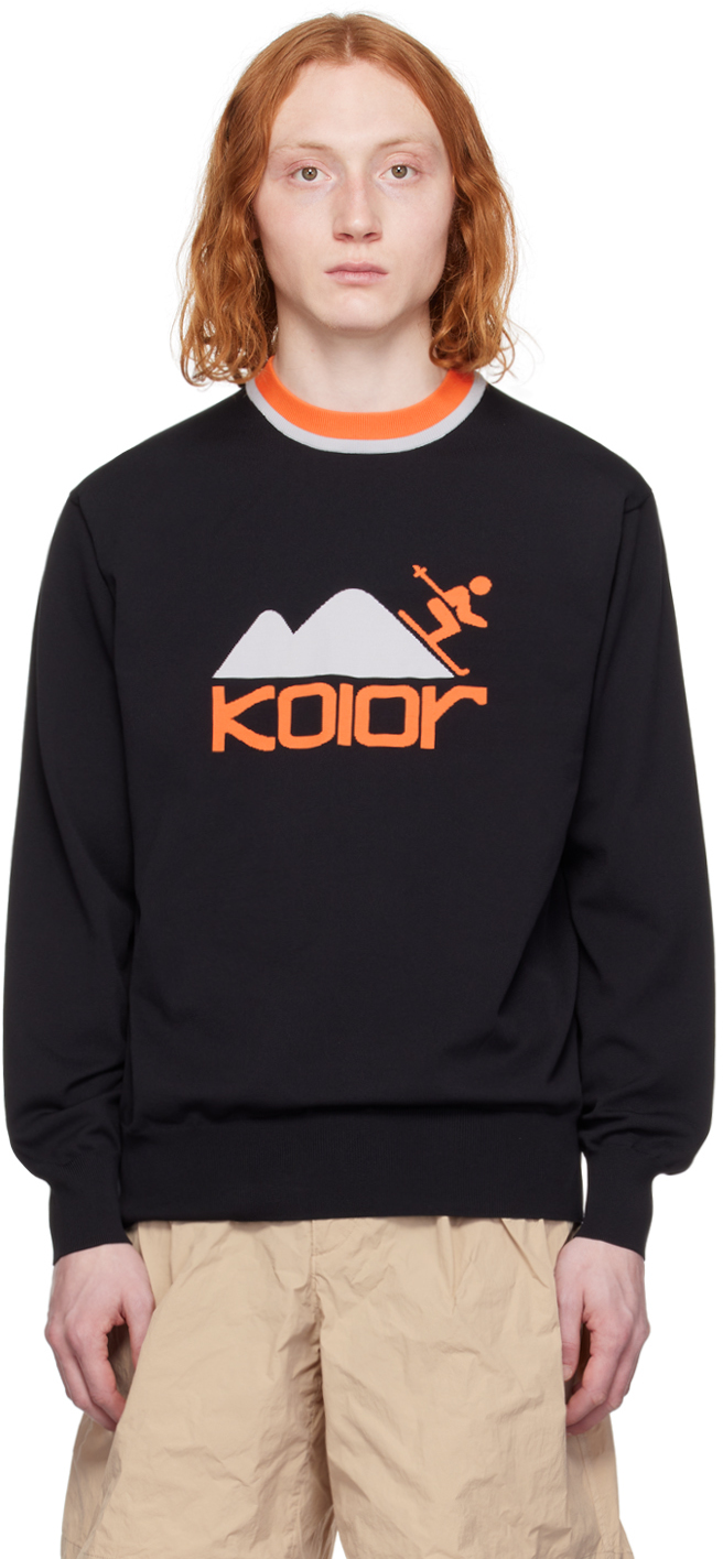 【関税込み】Kolor ブラック インターシャロゴ プルオーバー Kolorのブラック インターシャロゴ プルオーバーがセール中