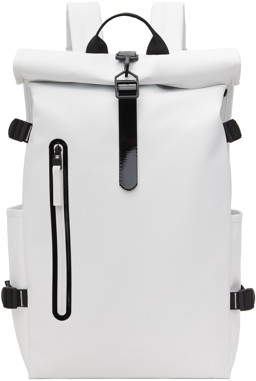 White Rolltop Contrast Large Backpack