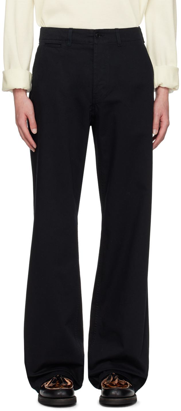 Navy Wide High-Waisted Trousers