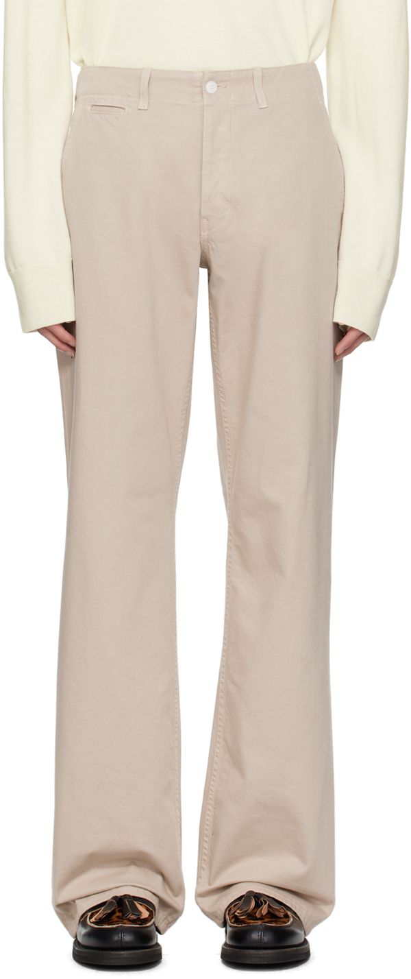 Taupe Wide High-Waisted Trousers