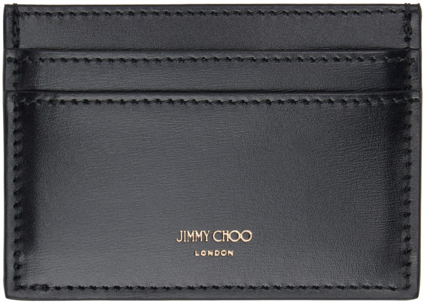 Shop Jimmy Choo Black Umika Card Holder In Black/light Gold