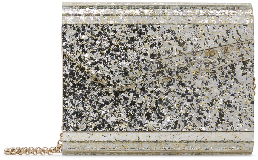 Shop Jimmy Choo Silver & Gold Candy Clutch In Champagne