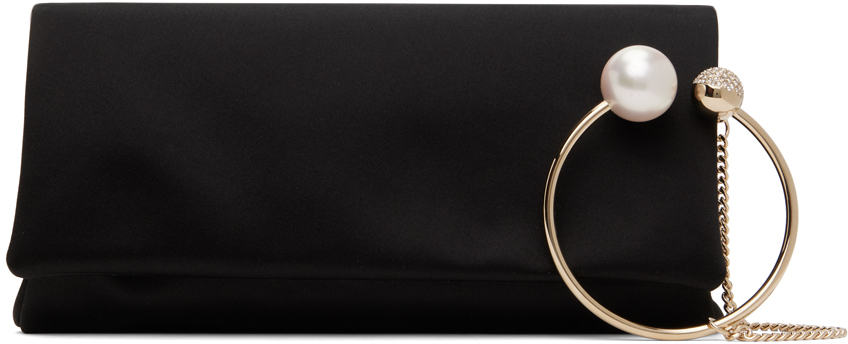 Jimmy Choo Xandra Satin Clutch Bag In Black/light Gold