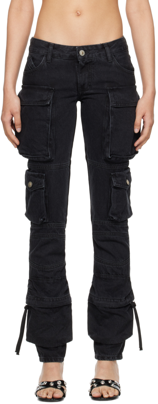 【関税込み】THE ATTICO 'Essie' jeans The Attico Women's Essie Long Denim Cargo Pants in Sky Blue