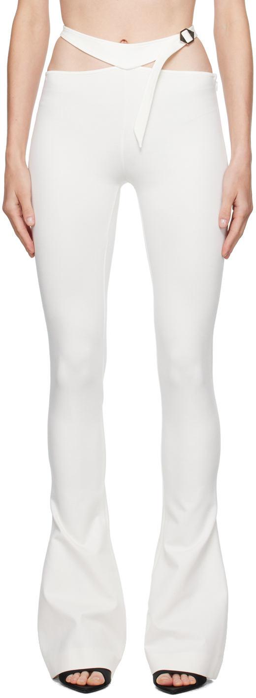 Attico Off-white Pin-buckle Pants In 001 White