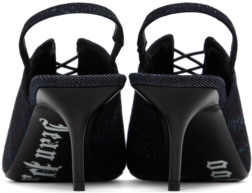 Jimmy Choo + Jean Paul Gaultier 60 Denim Slingback Pumps In Denim/black