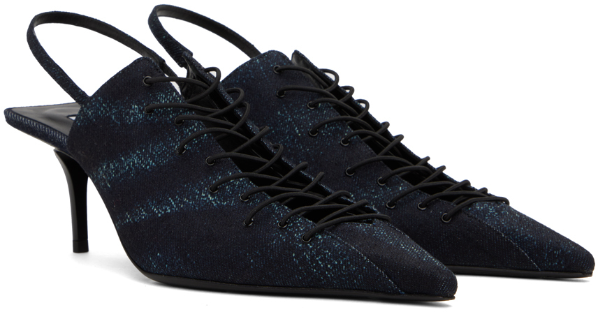 Jimmy Choo + Jean Paul Gaultier 60 Denim Slingback Pumps In Denim/black