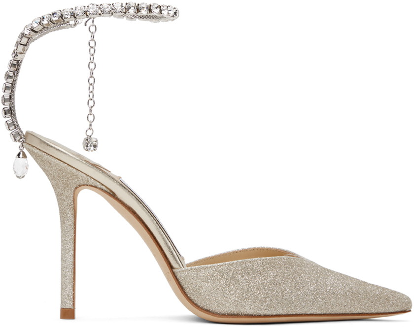 Jimmy Choo: Gold Saeda 100 Heels | SSENSE Jimmy Choo: Gold Saeda 100 Heels | SSENSE