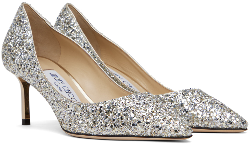 Jimmy Choo Silver Romy 60 Heels In Champagne