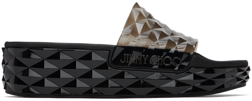 Shop Jimmy Choo Black Diamond Slides In V Black