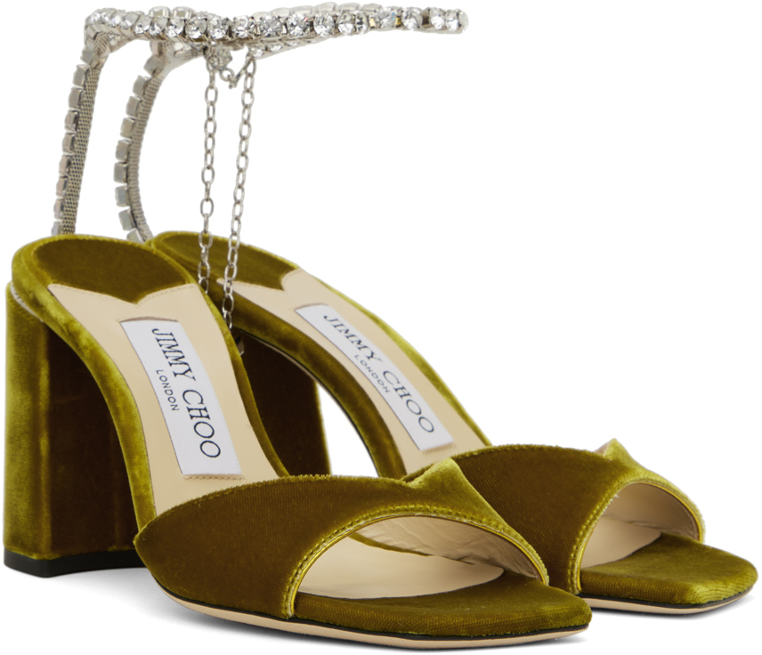 Jimmy Choo Saeda 100mm Sandals In Citrine/crystal