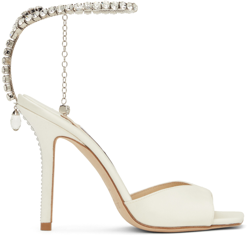 Jimmy Choo: White Saeda 100 Heeled Sandals | SSENSE