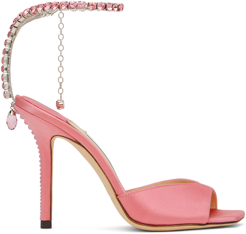 Pink Saeda 100 Heeled Sandals by Jimmy Choo on Sale