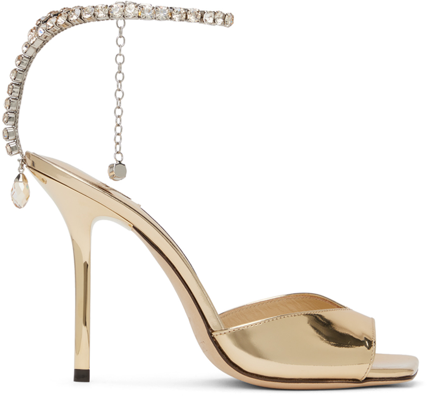 JIMMY CHOO Vinca 95 fringed mirrored-leather sandals | NET-A-PORTER